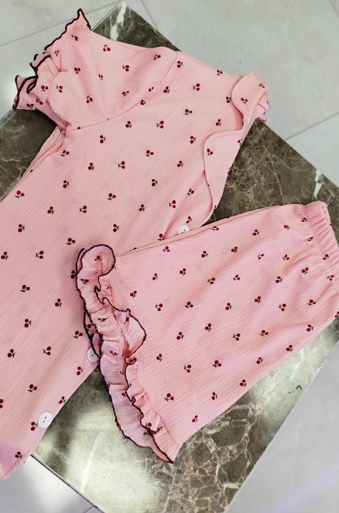 Diger Pembe Nakışlı Kısa Kollu Kadın Pijama Takımı - Görsel 3