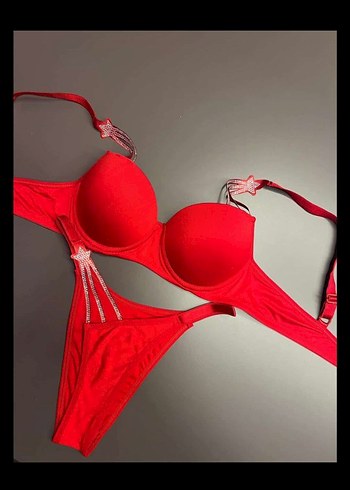 Kırmızı Mini Sütyen ve Külot Seti - Görsel 5