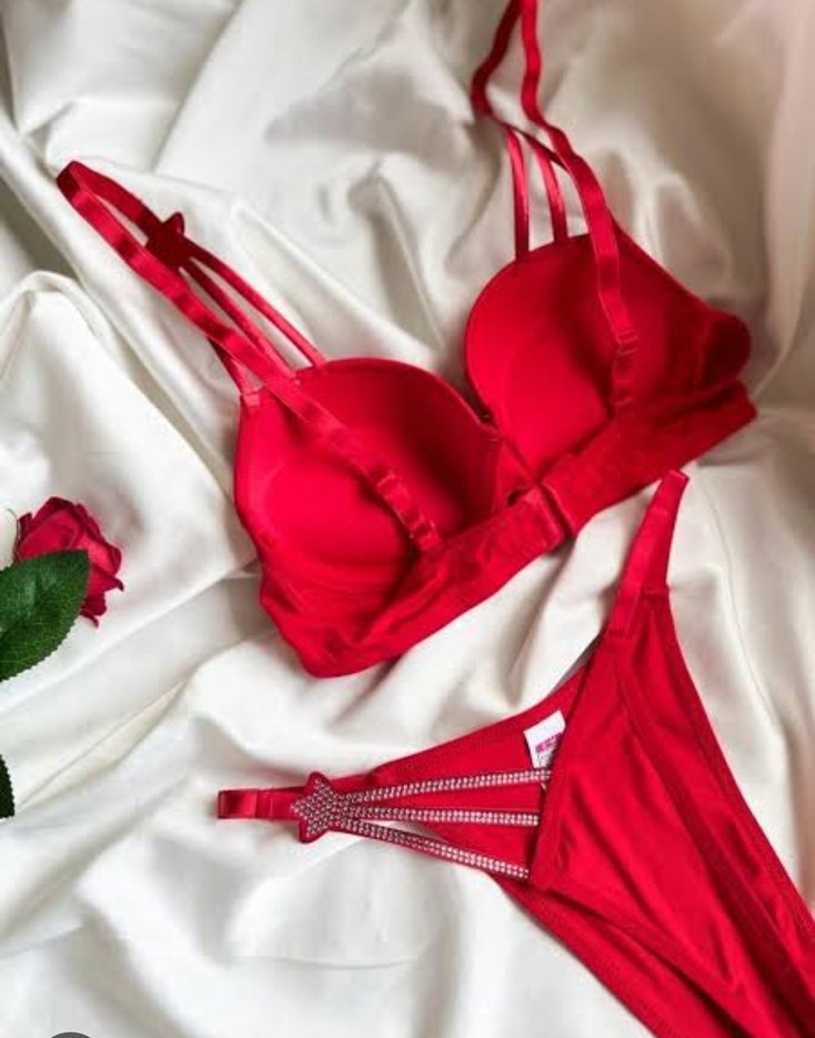 Kırmızı Mini Sütyen ve Külot Seti - Görsel 3