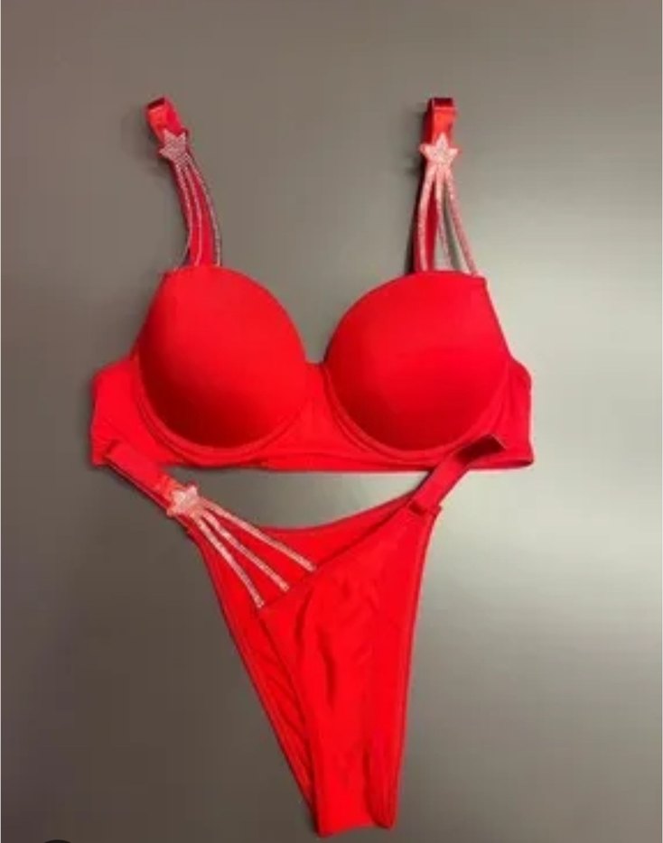 Kırmızı Mini Sütyen ve Külot Seti - Görsel 4
