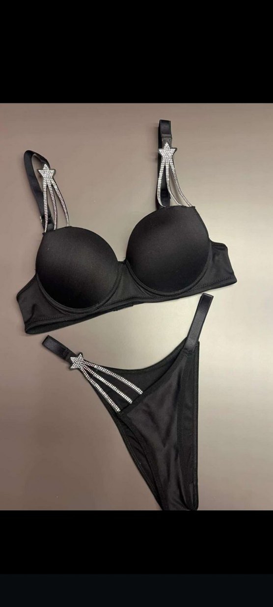 Siyah Gotik Minimalist Sütyen ve Külot Takımı - Görsel 4