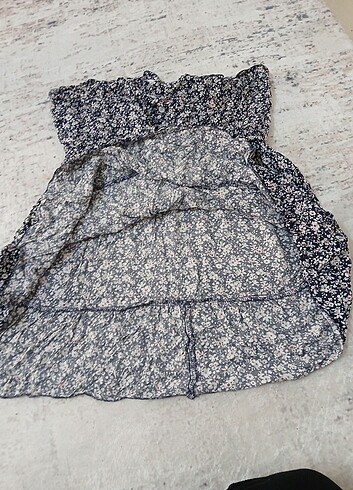 xl Beden lacivert Renk XL BEDEN STRAPLEZ ÇİÇEKLİ KISA ELBİSE