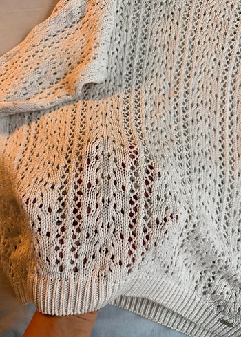 Bohem Beyaz Örgü Kadın Kazak - Görsel 2