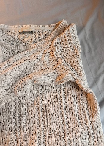 Bohem Beyaz Örgü Kadın Kazak - Görsel 3