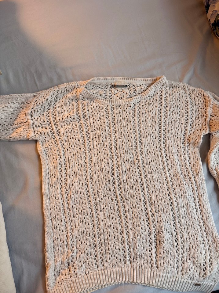 Bohem Beyaz Örgü Kadın Kazak - Görsel 4