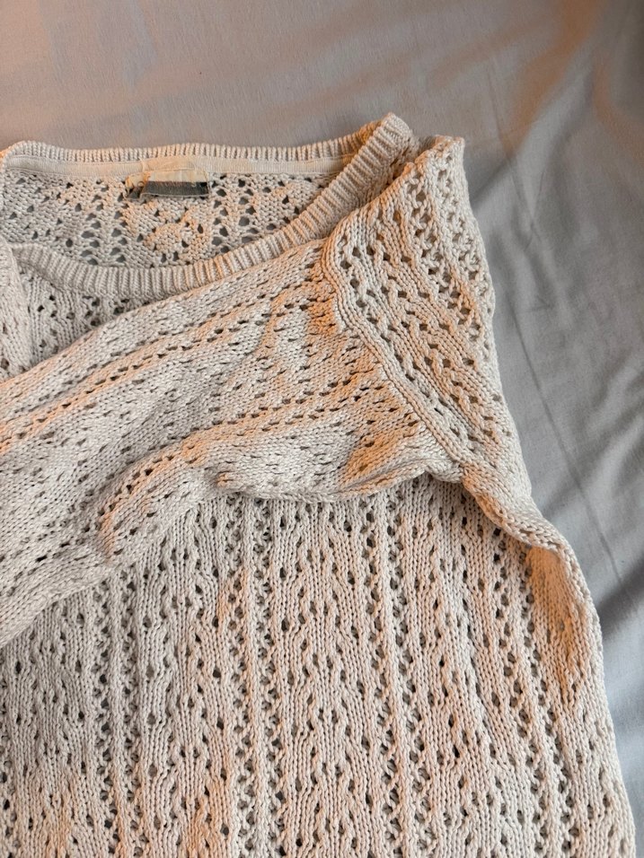 Bohem Beyaz Örgü Kadın Kazak - Görsel 3