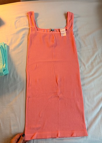 Pembe Dikişsiz Fitilli Elbise - Görsel 2