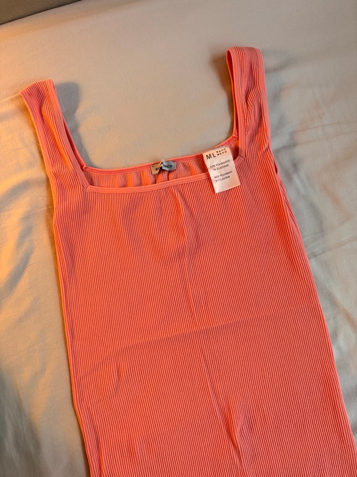 Pembe Dikişsiz Fitilli Elbise - Görsel 3