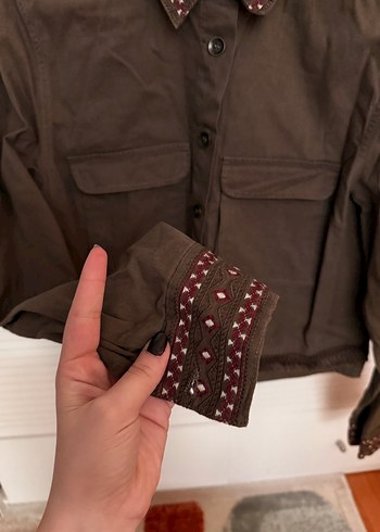 Haki İşleme Detaylı Gömlek/Ceket - Görsel 5