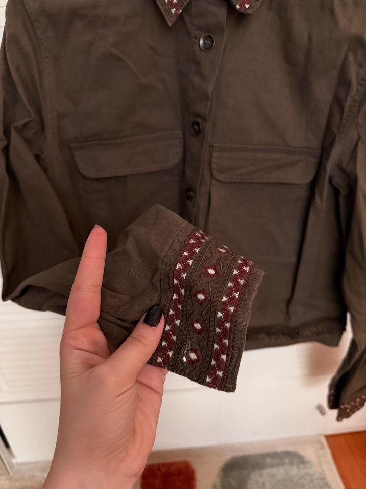 Haki İşleme Detaylı Gömlek/Ceket - Görsel 5