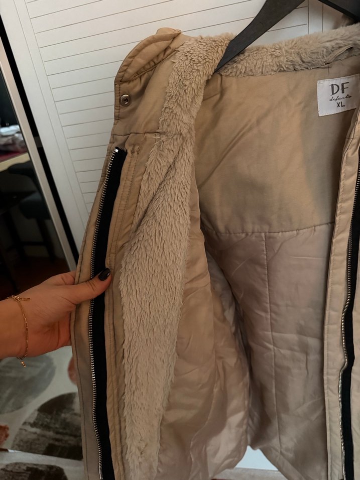 Defacto Bej Kalın Mont - Görsel 4