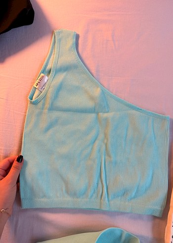 Mavi Biker Tayt Üst Spor Takımı - Görsel 4