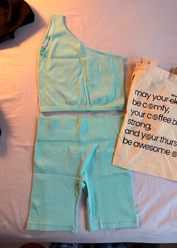 Mavi Biker Tayt Üst Spor Takımı - Görsel 2