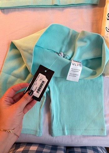 Mavi Biker Tayt Üst Spor Takımı - Görsel 3