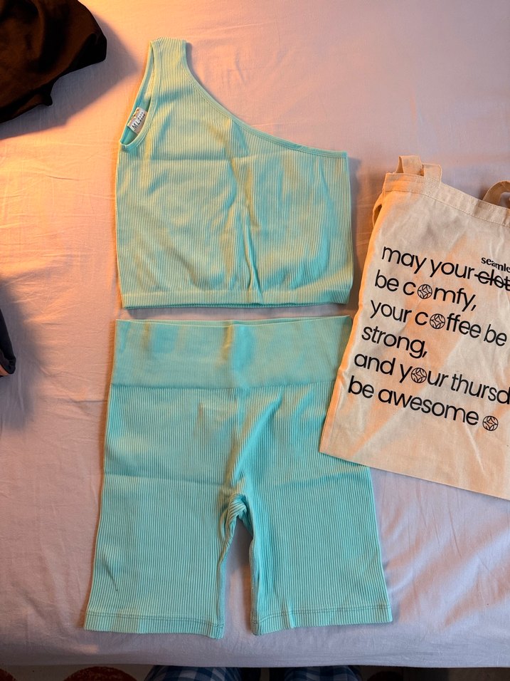 Mavi Biker Tayt Üst Spor Takımı - Görsel 2