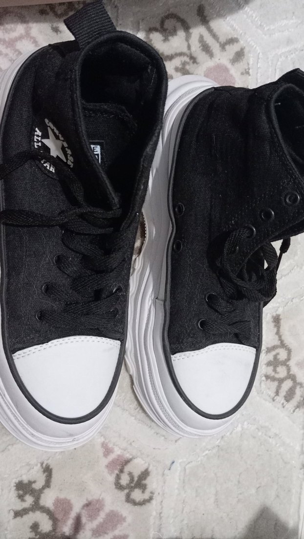 Siyah Beyaz Platform Topuklu Kadın Spor Ayakkabı - Görsel 2