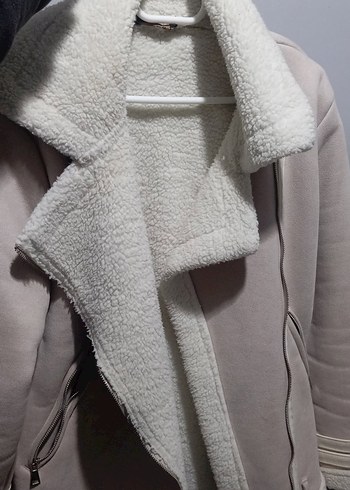 Kürklü Bej Süet Kadın Ceket - Görsel 4