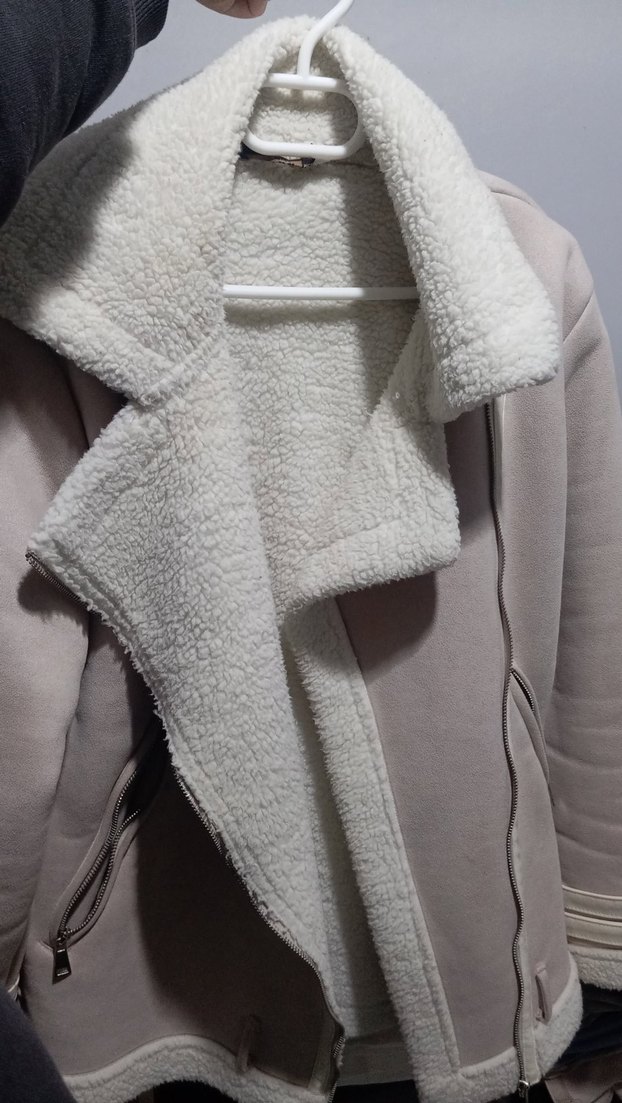 Kürklü Bej Süet Kadın Ceket - Görsel 4