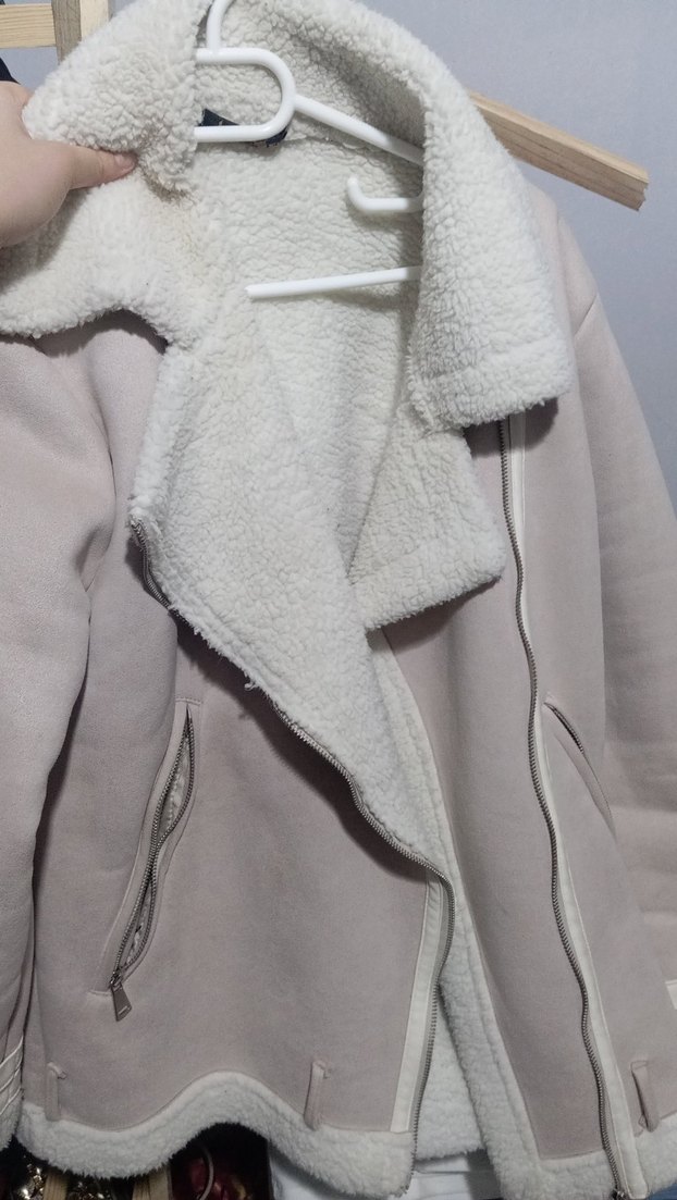 Kürklü Bej Süet Kadın Ceket - Görsel 3