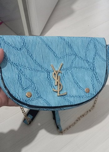 Mavi Yılan Desenli Zincir Detaylı Kadın Çanta - Görsel 2