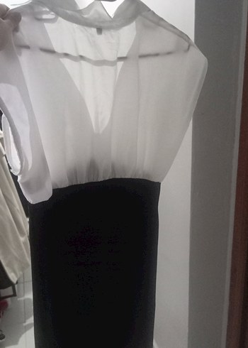 V Yakalı Drapeli Midi Elbise - Görsel 2