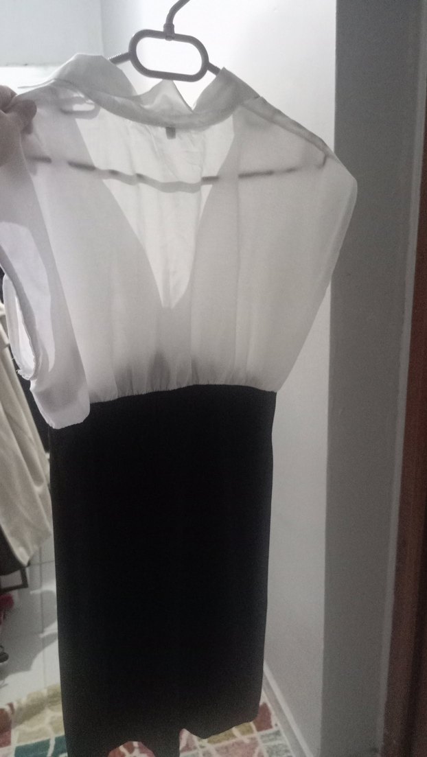 V Yakalı Drapeli Midi Elbise - Görsel 2