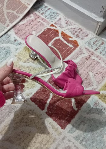 Pembe Fırfırlı Stiletto Kadın Abiye Ayakkabı - Görsel 2