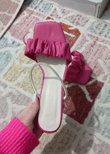 Pembe Fırfırlı Stiletto Kadın Abiye Ayakkabı - Görsel 3