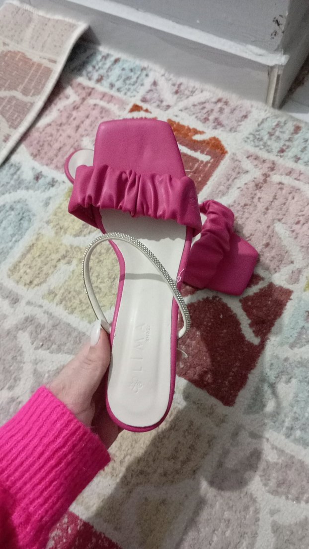 Pembe Fırfırlı Stiletto Kadın Abiye Ayakkabı - Görsel 3