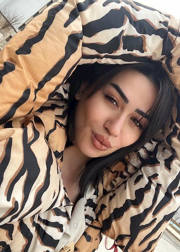 Kahverengi Zebra Desenli Kadın Kışlık Mont - Görsel 5