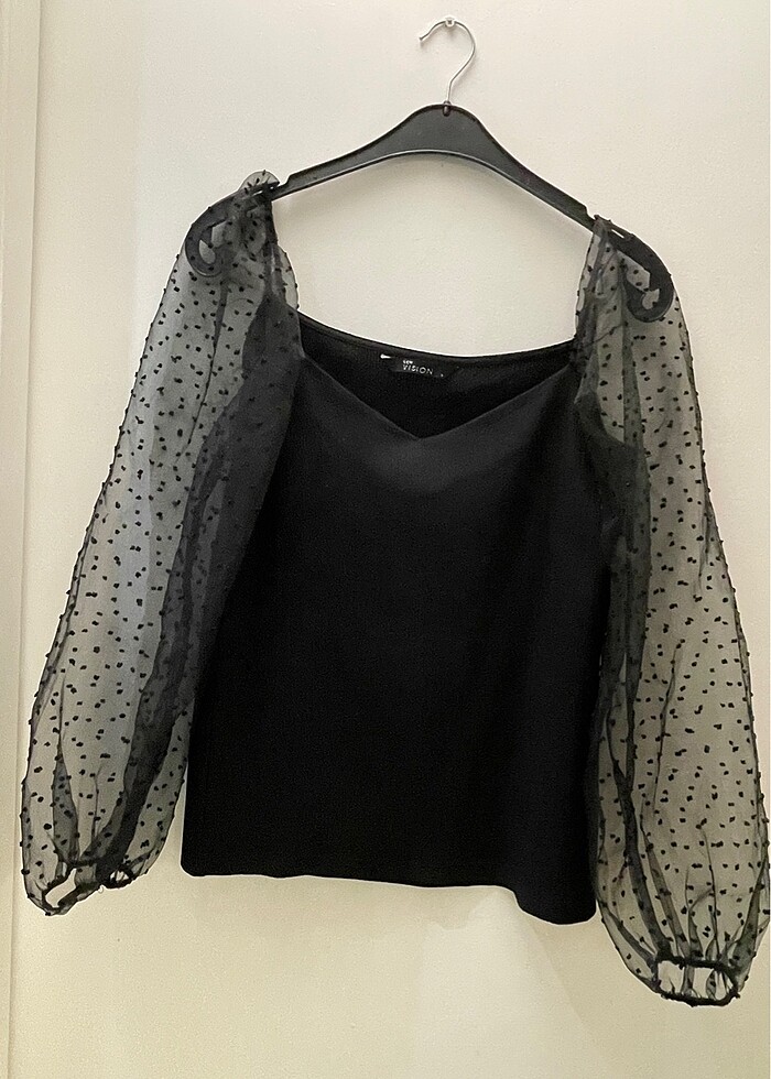 #tüldetay #bluz #siyah #puantiyeli - Görsel 2