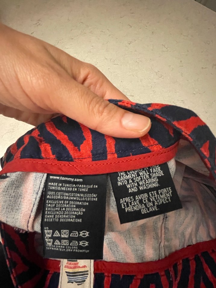 Tommy Hilfiger marka kırmızı-lacivert mini etek - Görsel 4