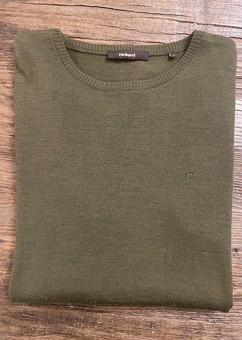 Cacharel Marka Yeşil Yünlü Erkek Bisiklet Yaka ince Triko - Görsel 4