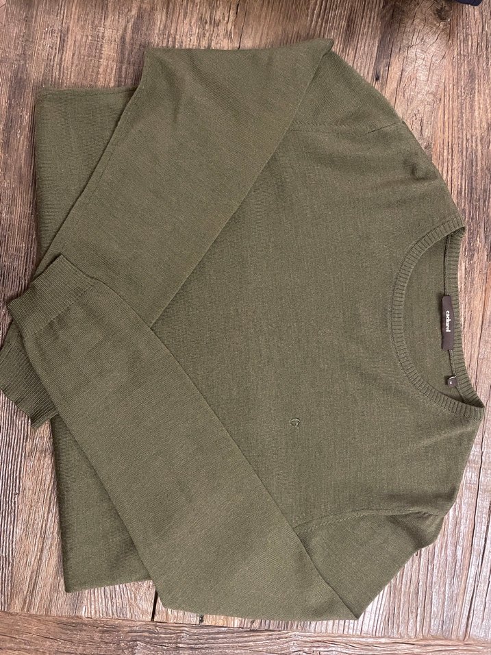 Cacharel Marka Yeşil Yünlü Erkek Bisiklet Yaka ince Triko - Görsel 5