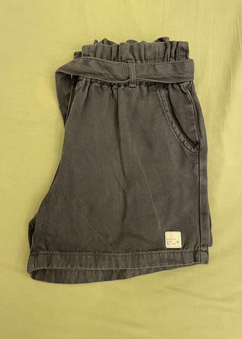 Kemerli Gri Kahverengi Denim Kız Şortu - Görsel 2