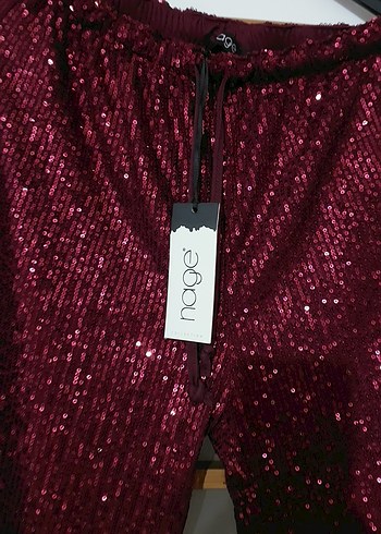 Bordo Parlak Uzun Kadın Kumaş Pantolon - Görsel 3