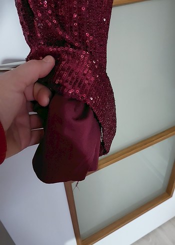 Bordo Parlak Uzun Kadın Kumaş Pantolon - Görsel 6