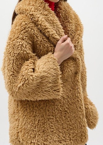 Kahverengi Kadın Peluş Suni Kürk Ceket - Görsel 4