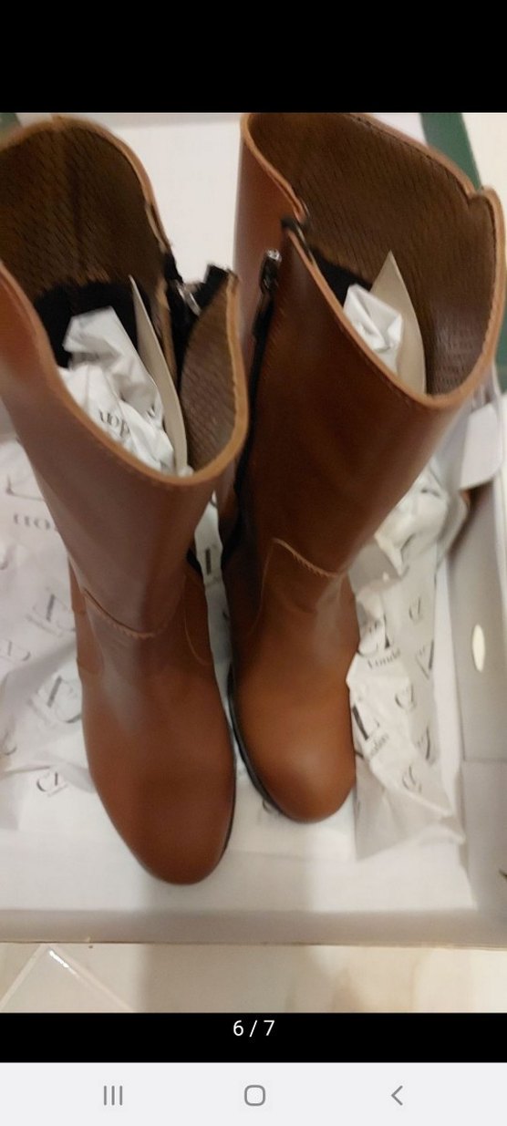 Kahverengi Deri Kadın Topuklu Bot - Görsel 4