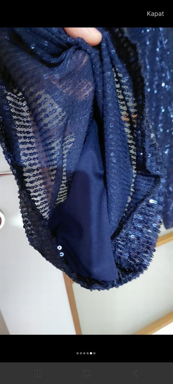 Parlak Mavi Payetli pantolon - Görsel 3