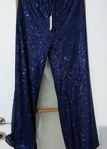 Parlak Mavi Kadın pulu pantolon - Görsel 2