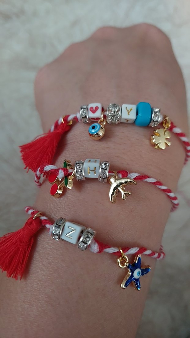 Çiçek Desenli Boncuklu martenicka Bileklik - Görsel 5