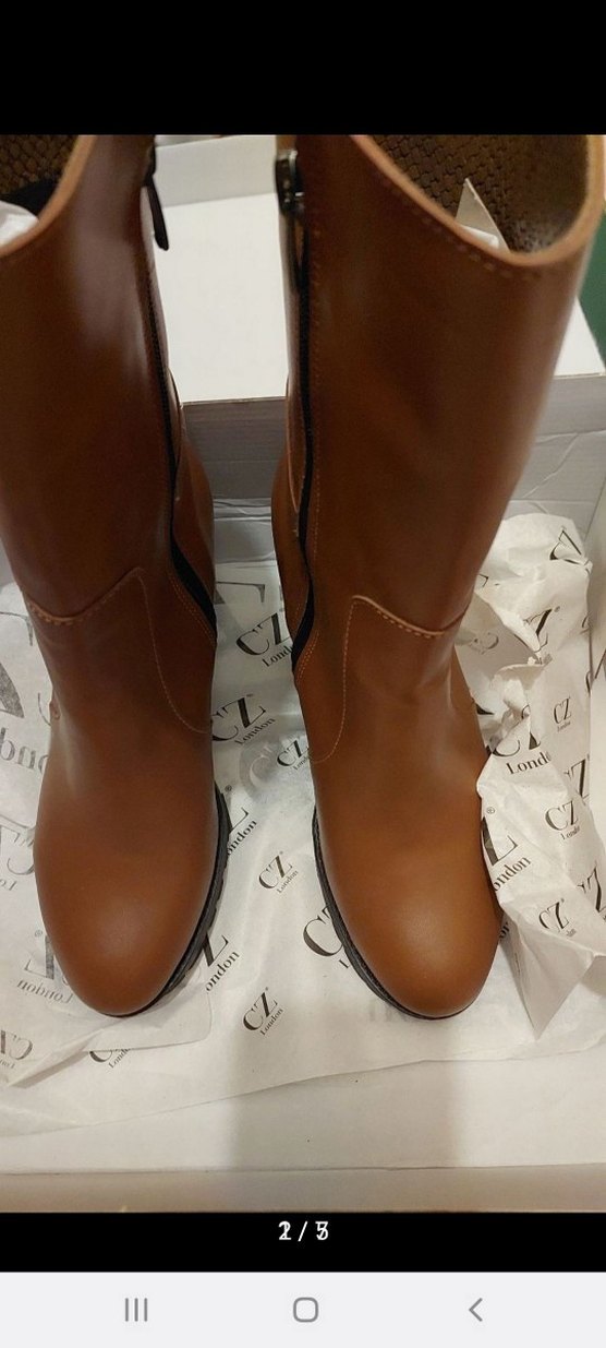 Deri Kadın Bej Dolgu Topuklu Dizüstü Bot - Görsel 2