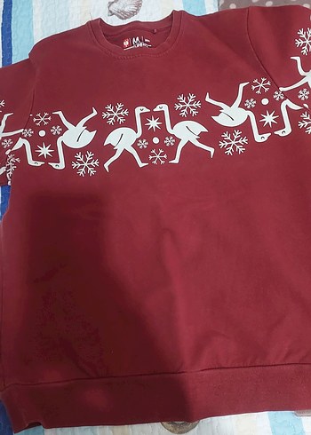 Kırmızı Baskılı Hamile Sweatshirt - Görsel 8