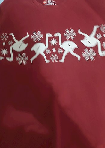 Kırmızı Baskılı Hamile Sweatshirt - Görsel 5