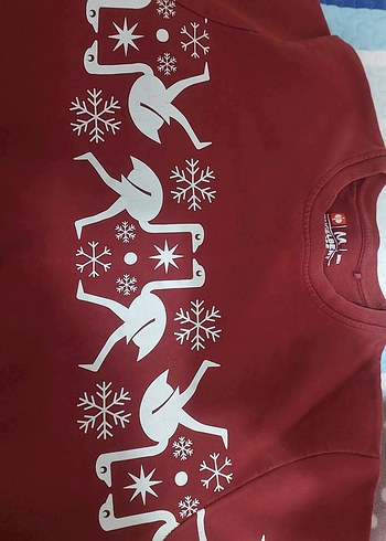 Kırmızı Baskılı Hamile Sweatshirt - Görsel 3