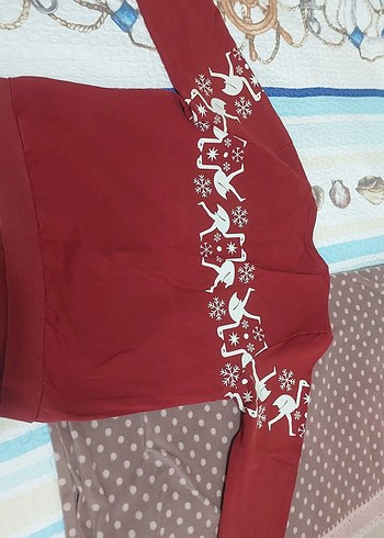 Kırmızı Baskılı Hamile Sweatshirt - Görsel 4