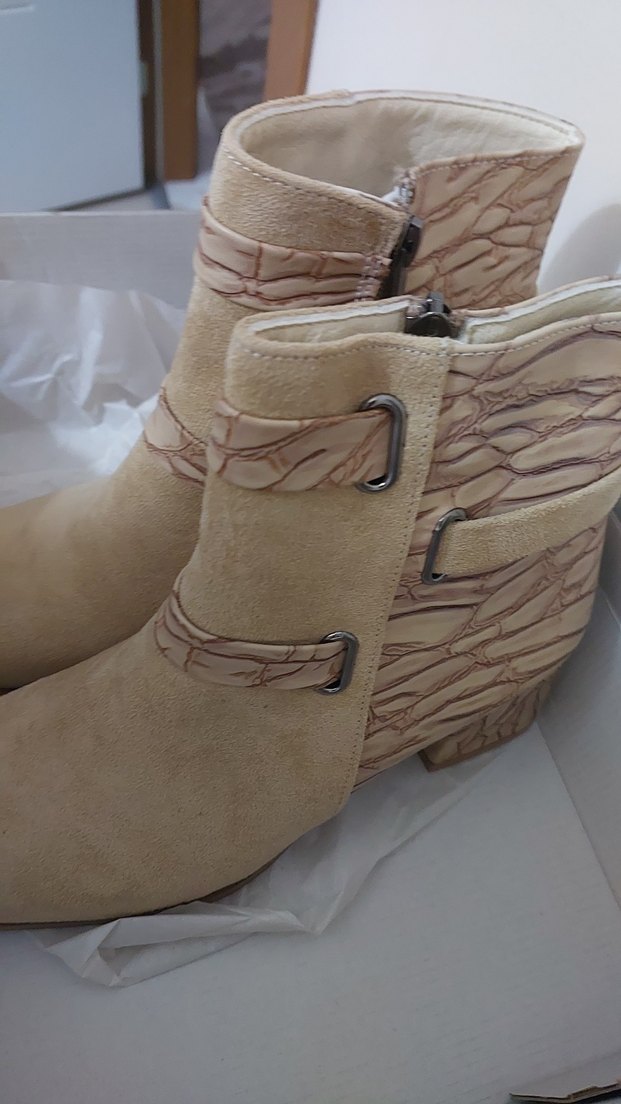 Bej Süet Kadın Dolgu Topuklu Bot - Görsel 5