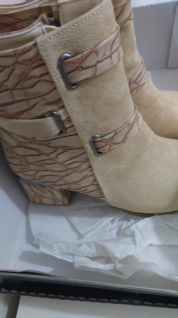 Bej Süet Kadın Dolgu Topuklu Bot - Görsel 4