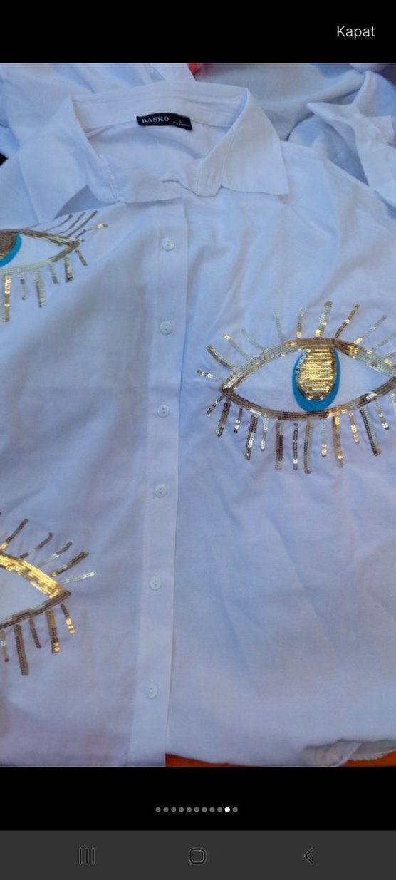 Nakışlı Beyaz Bohem Kadın Gömlek - Görsel 2